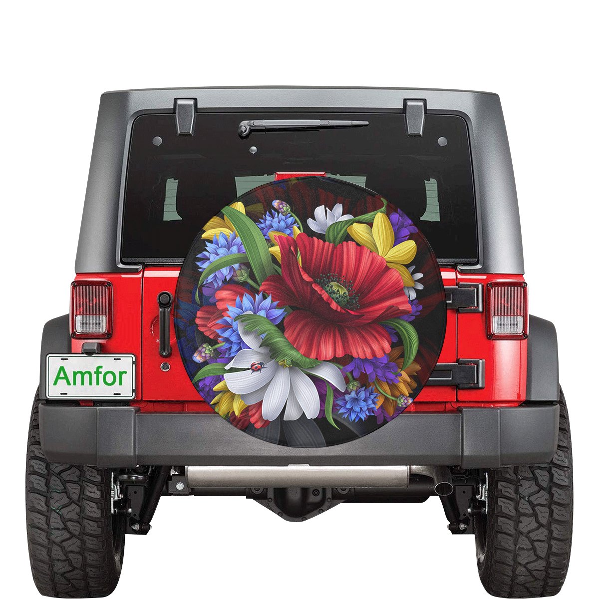 Hibiscus Flower Beautiful Spare Tire Cover AH Black - Polynesian Pride