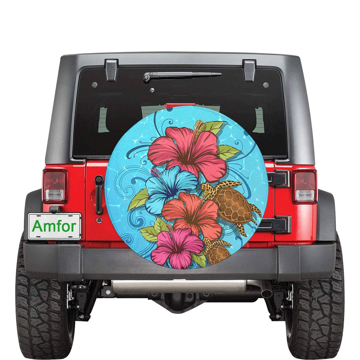 Hibiscus Flower Soulful Spare Tire Cover AH Black - Polynesian Pride