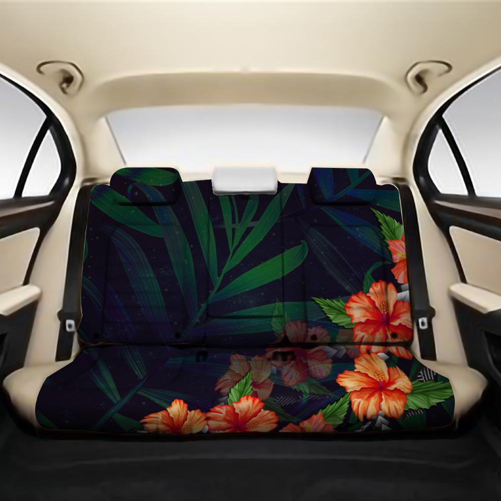 Hibiscus Palm Background Back Seat Cover AH One Size Black Back Car Seat Covers - Polynesian Pride