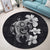 Hibiscus Plumeria Mix Polynesian Turtle Round Carpet Gray - AH - Polynesian Pride