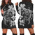 Hibiscus Plumeria Mix Polynesian Turtle Hoodie Dress Gray - AH Black - Polynesian Pride