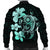 Hibiscus Plumeria Mix Polynesian Turtle Bomber Jacket Turquoise - AH - Polynesian Pride