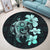 Hibiscus Plumeria Mix Polynesian Turtle Round Carpet Turquoise - AH - Polynesian Pride