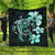 Hibiscus Plumeria Mix Polynesian Turtle Premium Quilts Turquoise - AH Black - Polynesian Pride