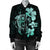 Hibiscus Plumeria Mix Polynesian Turtle Bomber Jacket Turquoise - AH - Polynesian Pride