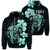 Custom Hibiscus Plumeria Mix Polynesian Turtle Hoodie Turquoise Unisex Art - Polynesian Pride