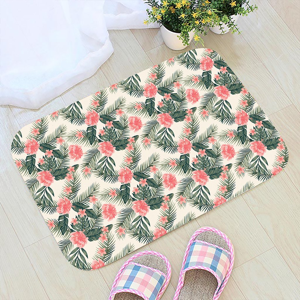 Hibiscus Plumeria Tropical Red Hawaii Door Mat - Polynesian Pride