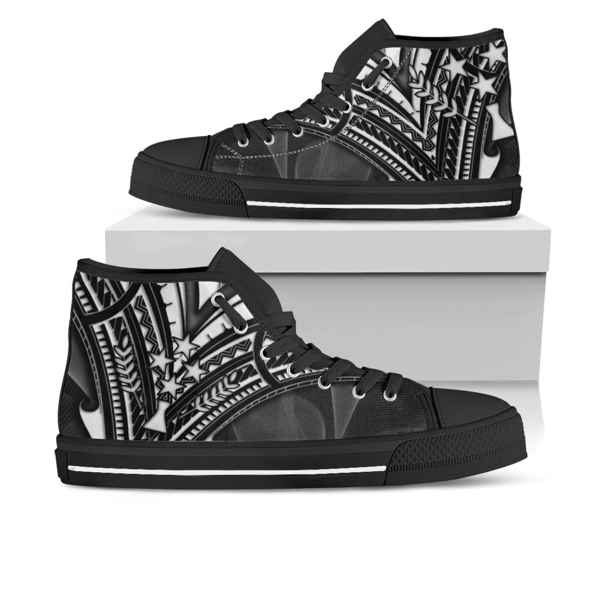 Kosrae State High Top Shoes - Cross Style Unisex Black - Polynesian Pride