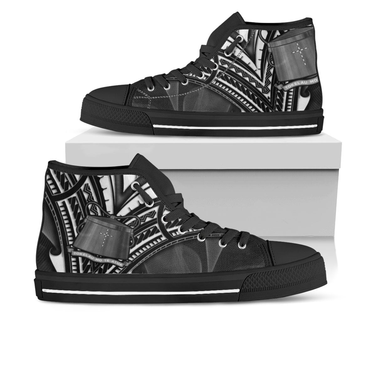 Tokelau High Top Shoes - Cross Style Unisex Black - Polynesian Pride