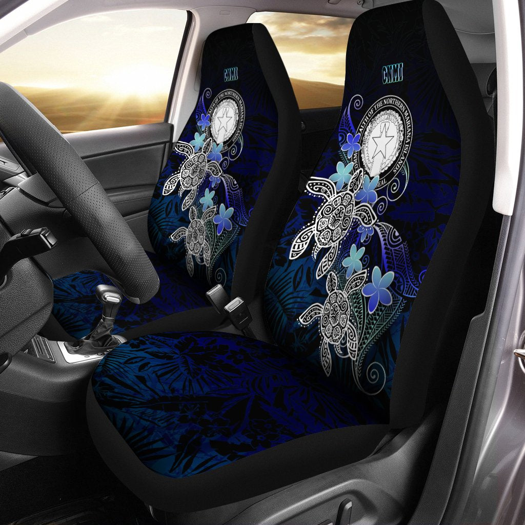 CNMI Polynesian Car Seat Covers - Blue Turtle Couple Universal Fit Blue - Polynesian Pride