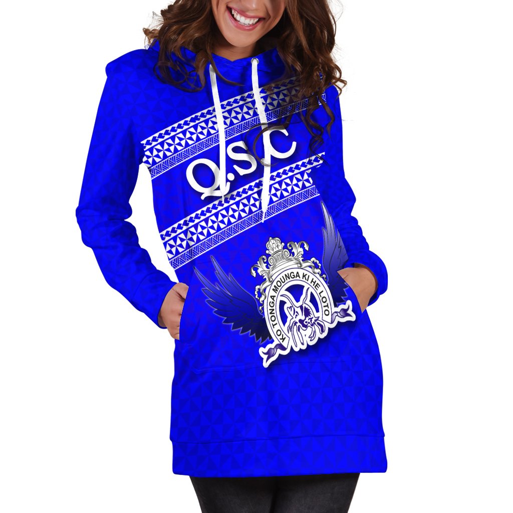 Queen Salote College Hoodie Dress Blue - Polynesian Pride