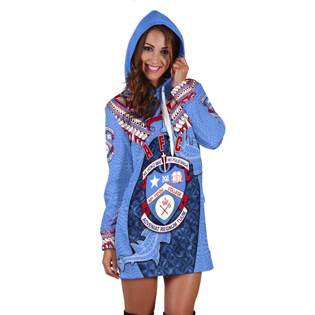 (Custom Personalised) Tonga Apifo'ou College Hoodie Dress Special Style LT16 Blue - Polynesian Pride