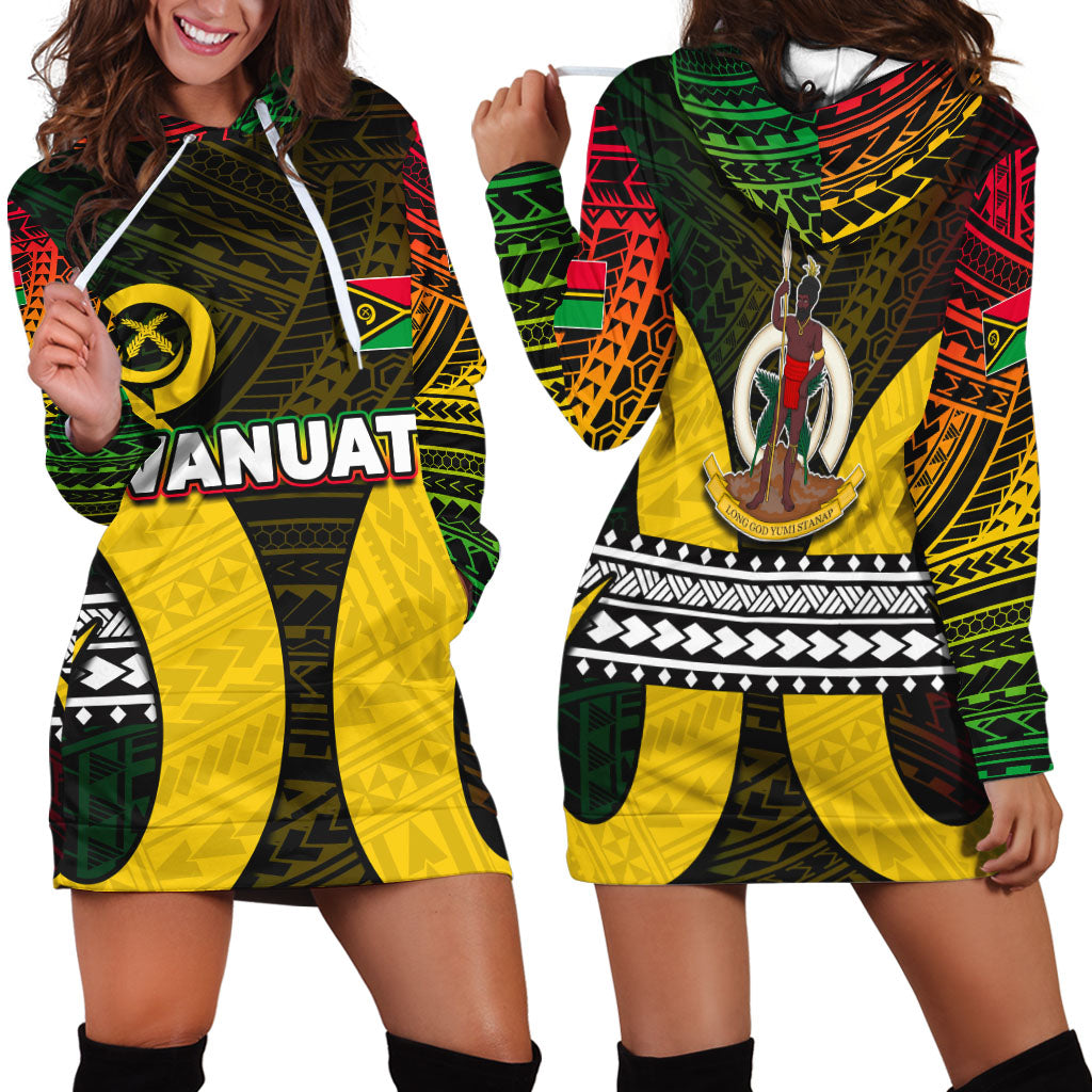 Vanuatu Hoodie Dress Polynesian Patterns Mix Pig Tusk LT6 - Polynesian Pride