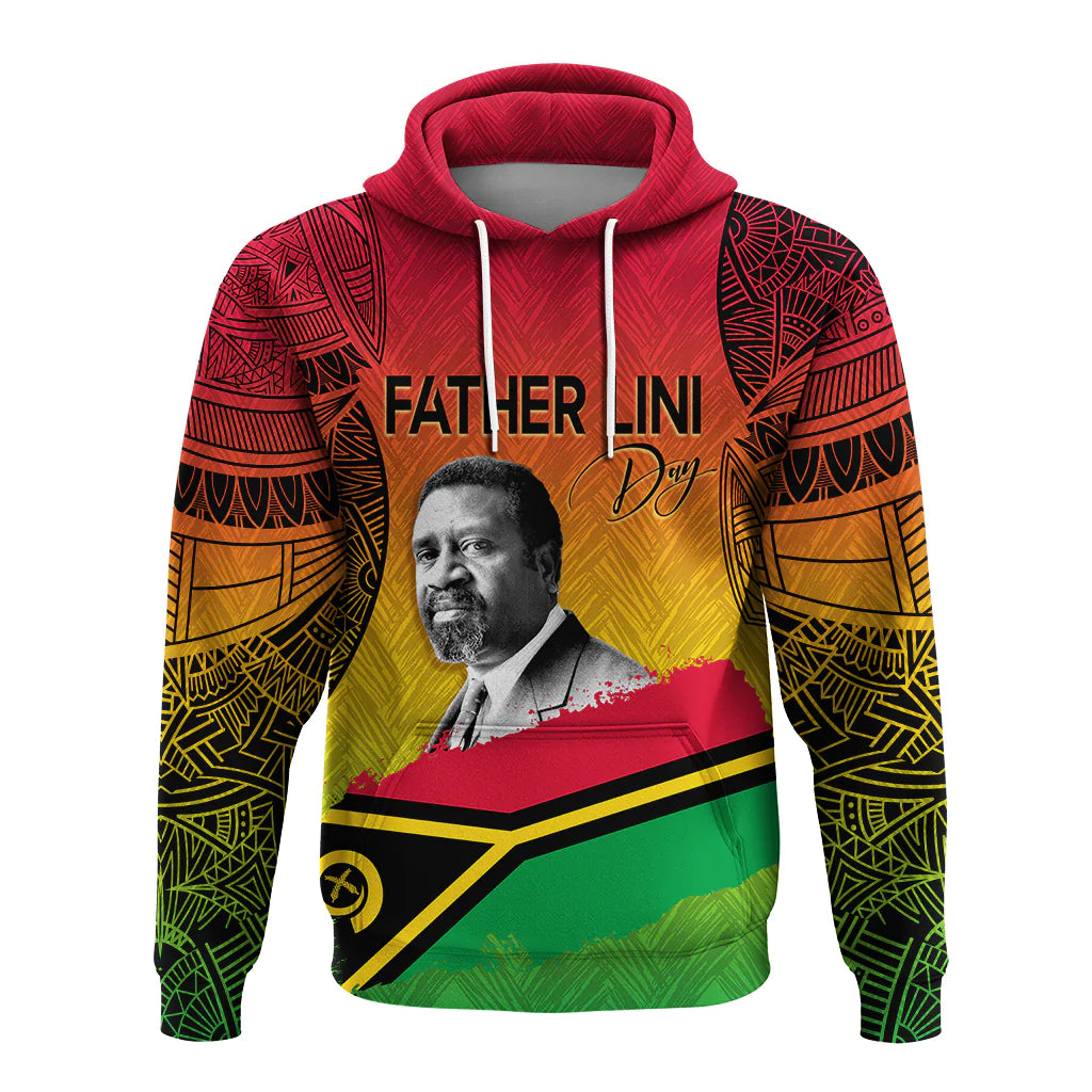 Vanuatu Father Lini Quote Hoodie Flag Style Black LT7 Pullover Hoodie Art - Polynesian Pride