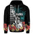 Hawaii Ukulele Mix Hibiscus and Coconut Tree Hoodie Aloha Vintage Black Version LT9 Zip Hoodie Black - Polynesian Pride