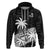 (Custom Text and Number) Fiji Rugby Sevens Hoodie Tapa Palm Tree and Fijian Coat of Arms LT9 Zip Hoodie Blue - Polynesian Pride