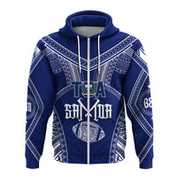 Custom Toa Samoa Hoodie 685 USO Forever LT7 Zip Hoodie Blue - Polynesian Pride
