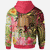 Tokelau Zip Hoodie Flowers Tropical With Sea Animals - Polynesian Pride