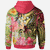 Kosrae State Zip Hoodie Flowers Tropical With Sea Animals - Polynesian Pride