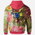 Cook Islands Hoodie Flowers Tropical With Sea Animals - Polynesian Pride