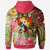 Tonga Zip Hoodie Flowers Tropical With Sea Animals - Polynesian Pride