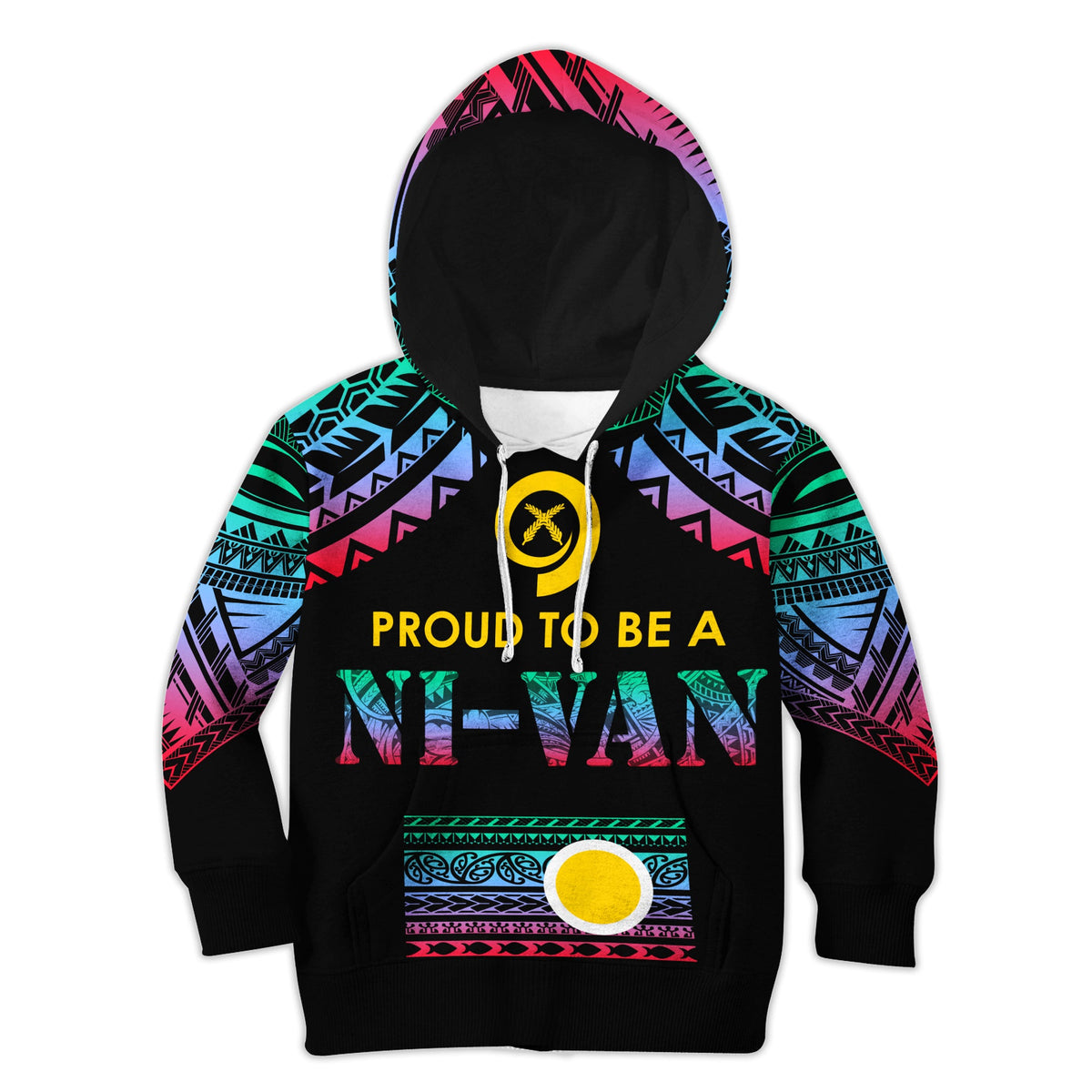 Vanuatu Proud To Be A Ni-Van - Polynesian Pattern KID Hoodie - Shefa Province LT7 Hoodie Black - Polynesian Pride