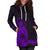 Maori Floral Pattern Hoodie Dress Hummingbird - Purple LT7 Purple - Polynesian Pride