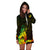 Maori Floral Pattern Hoodie Dress Hummingbird - Reggae Color LT7 - Polynesian Pride