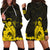 Maori Floral Pattern Hoodie Dress Hummingbird - Gold LT7 - Polynesian Pride