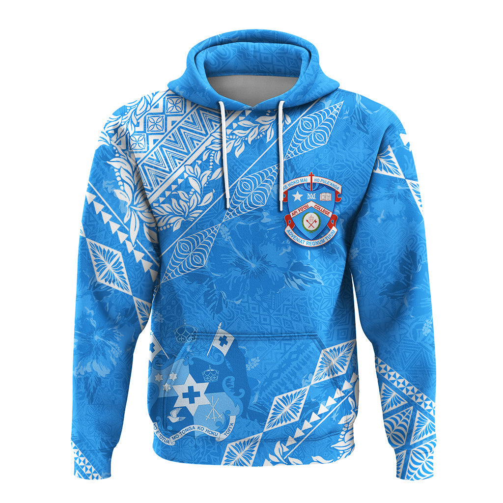 Apifoou College Tonga Hoodie Kupesi Style Ver01 LT7 Pullover Hoodie Blue - Polynesian Pride