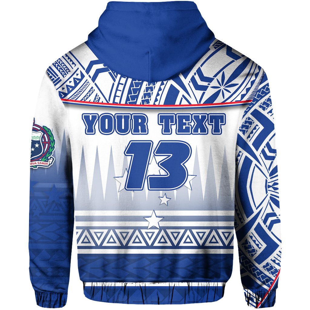 Custom Manu Samoa Rugby Zip Hoodie Impressive Version Custom Text and Number - Polynesian Pride