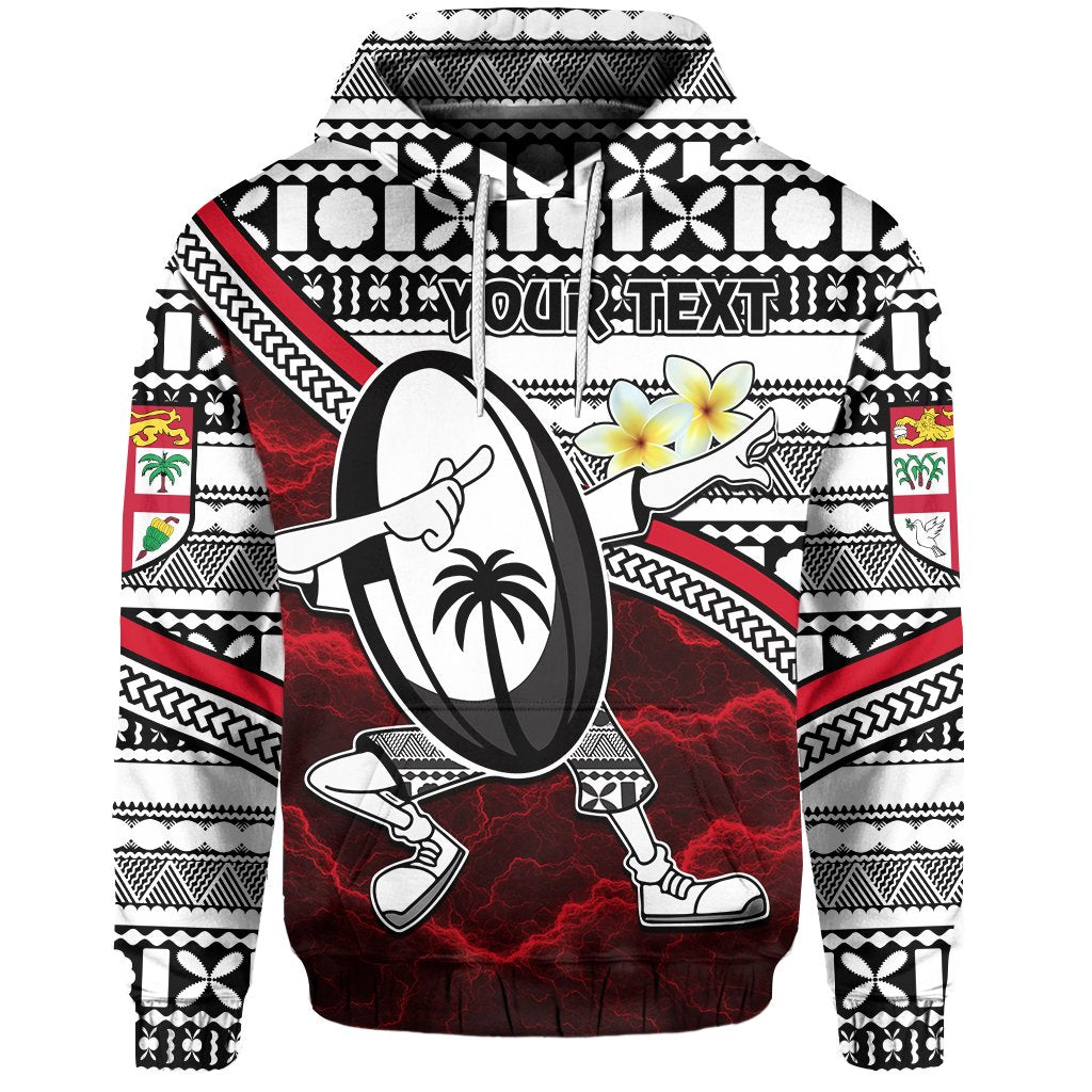 Custom Fiji Rugby Hoodie Tapa Cloth Dab Trend Creative Red Unisex Red - Polynesian Pride