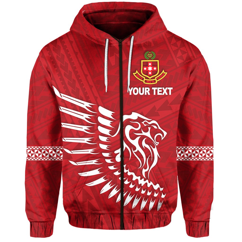 Custom Lion Kolisi Tonga Zip Hoodie Polynesian Unisex Red - Polynesian Pride