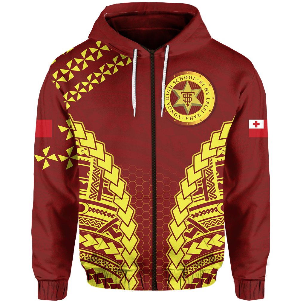 Tonga High School Zip Hoodie Unisex Red - Polynesian Pride