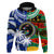 Indigenous South Africa Mixed Fiji Palm Tapa Hoodie LT9 Pullover Hoodie Blue - Polynesian Pride