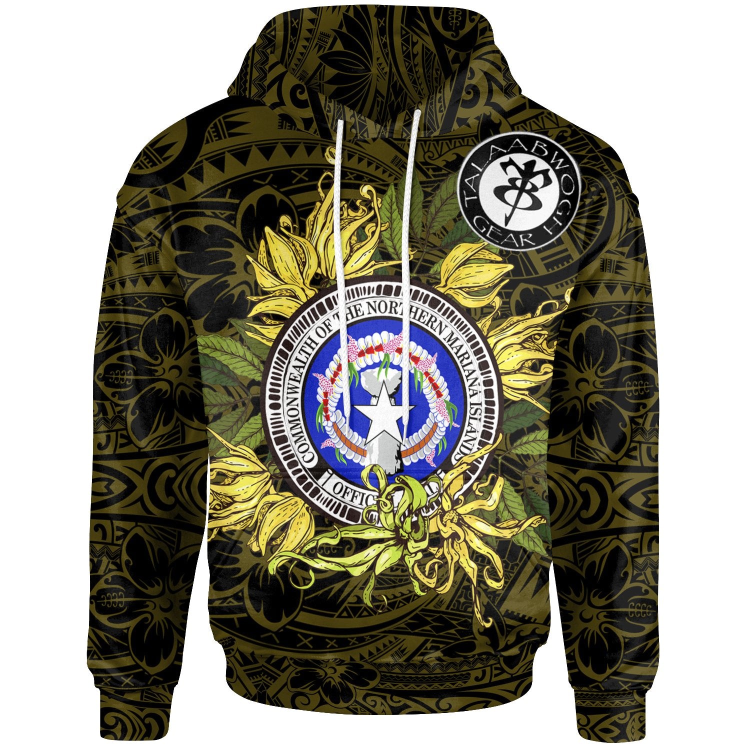 Northern Mariana Islands Hoodie Polynesian Ylang Ylang Flowers Unisex Black - Polynesian Pride