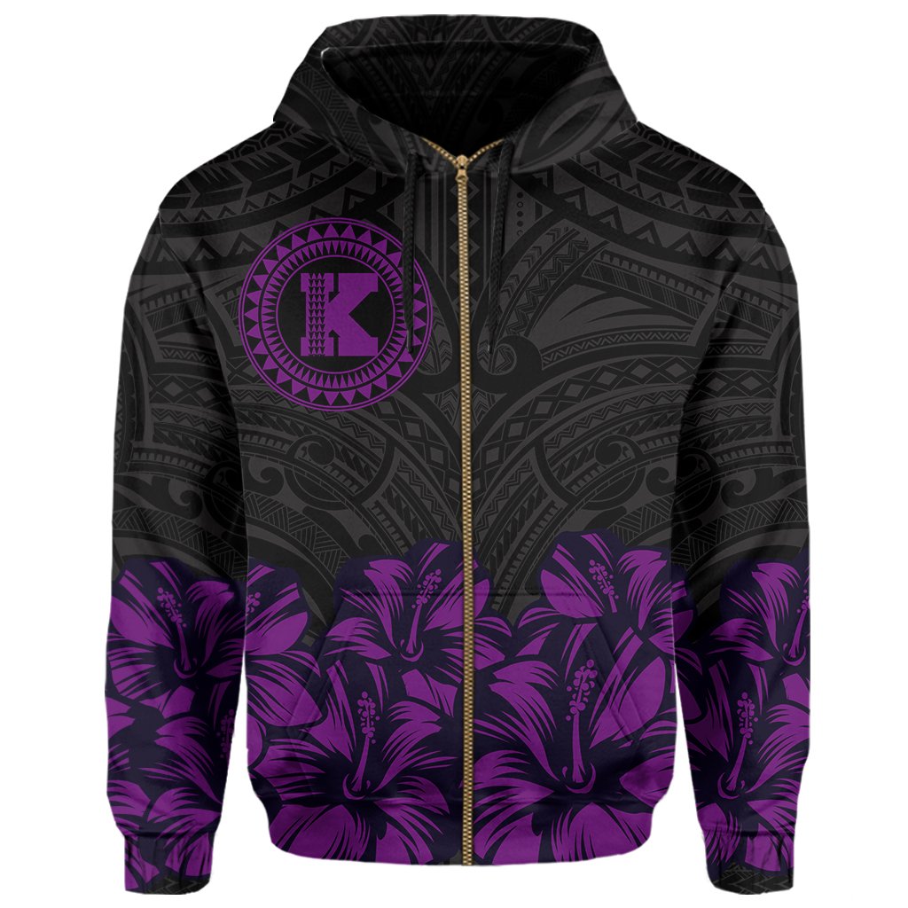Kauai Map Hibiscus Polynesian Hoodie Zip Lithe Style - Polynesian Pride