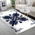 Hawaiian Quilt Maui Plant And Hibiscus Pattern Area Rug - Indigo White - AH - Polynesian Pride