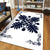 Hawaiian Quilt Maui Plant And Hibiscus Pattern Area Rug - Indigo White - AH - Polynesian Pride