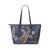 Personalized - Hawaii Kakau Polynesian Turtle Map Small Leather Tote Bag - Indigo Blue - Polynesian Pride