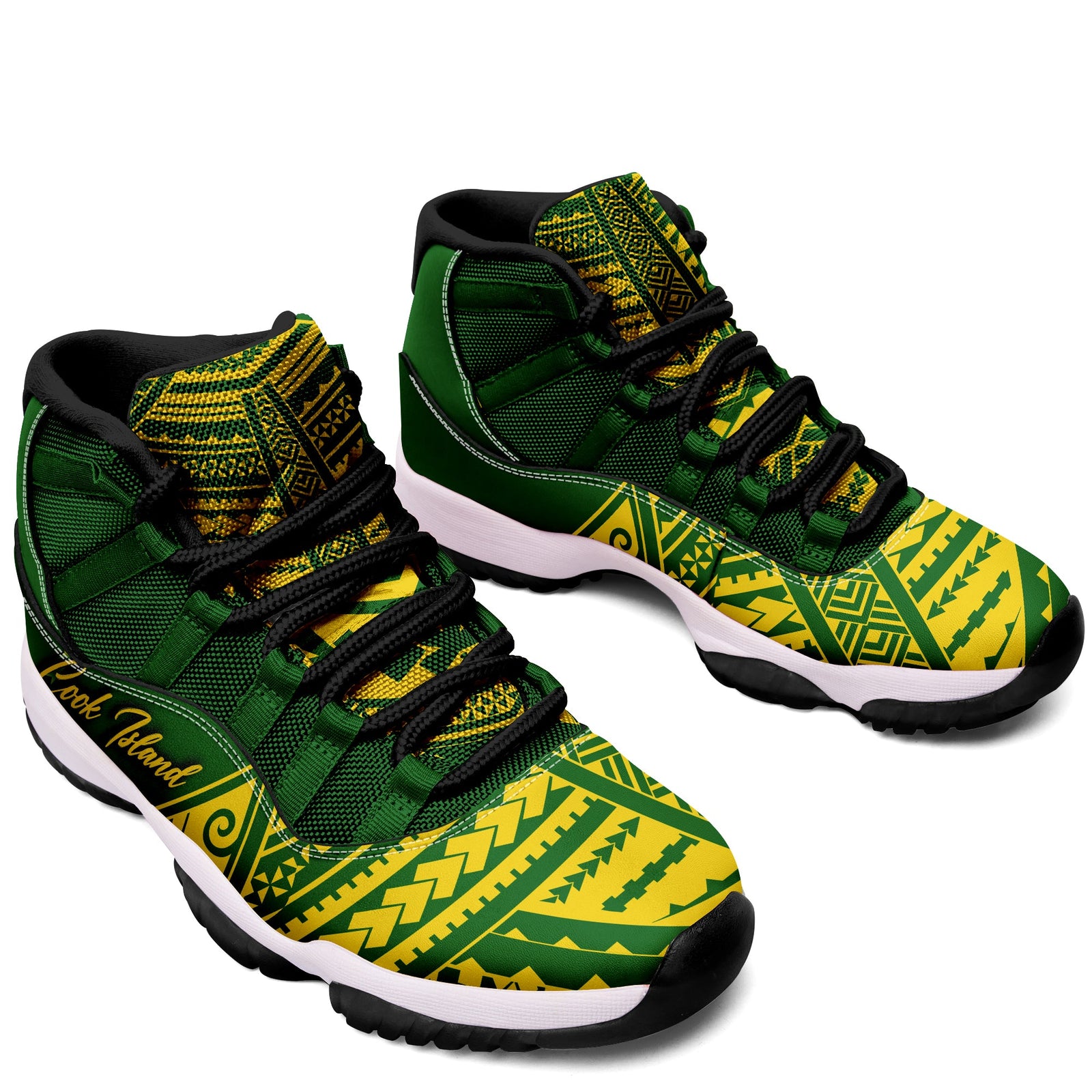 Cook Islands J11 Sneakers Simple Style - Green LT7 White - Polynesian Pride
