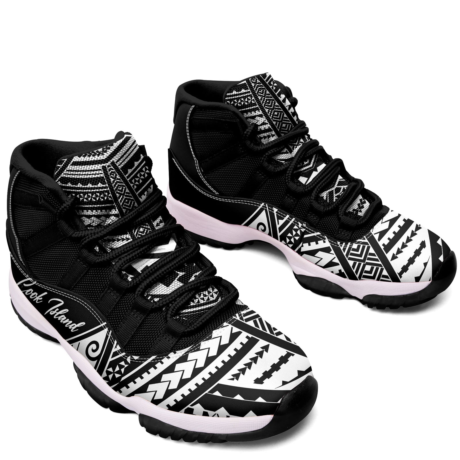 Cook Islands J11 Sneakers Simple Style - Black LT7 White - Polynesian Pride
