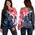 Hawaii Turtle Polynesian Tropical Women's Off Shoulder Sweater - Cora Style - AH Black - Polynesian Pride