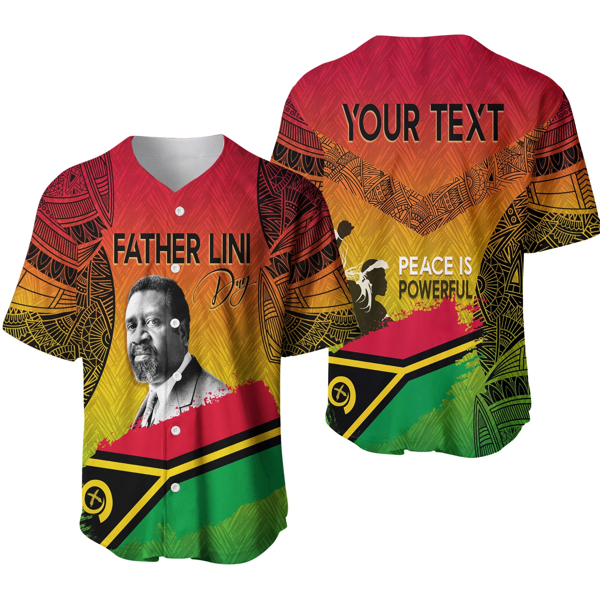 Vanuatu Father Lini Quote Baseball Jersey Flag Style - Black LT7 Art - Polynesian Pride