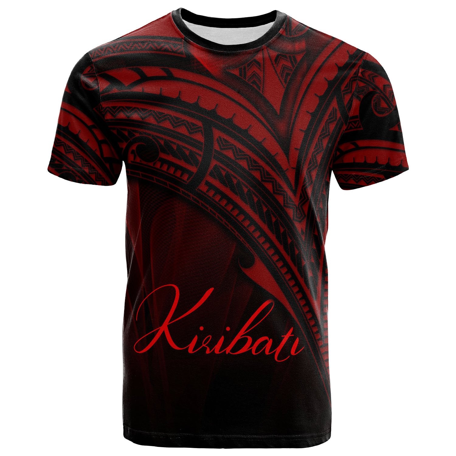 Kiribati T Shirt Red Color Cross Style Unisex Black - Polynesian Pride