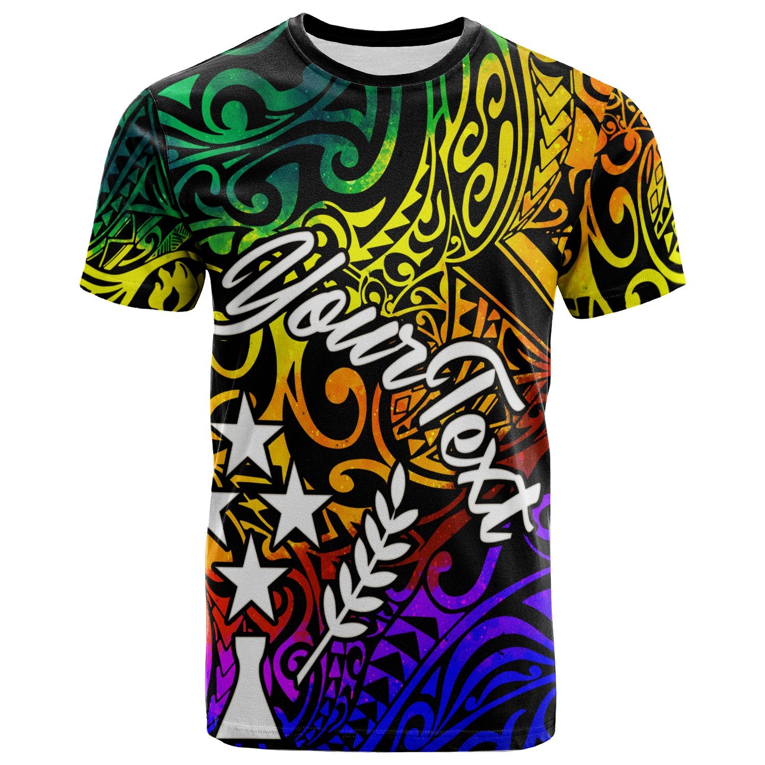 Kosrae Custom T Shirt Rainbow Polynesian Pattern Unisex Rainbow - Polynesian Pride