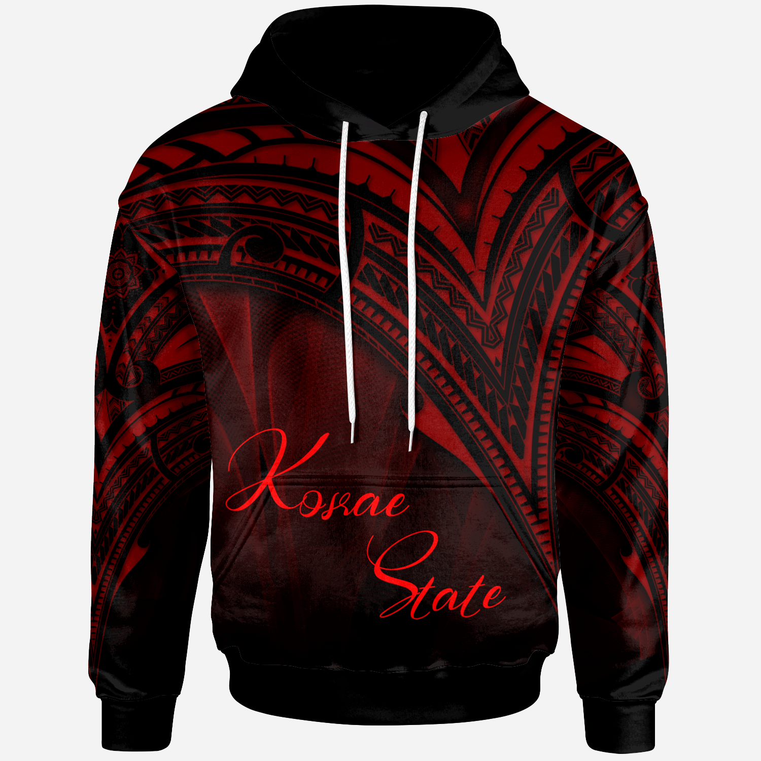 Kosrae State Hoodie Red Color Cross Style Unisex Black - Polynesian Pride