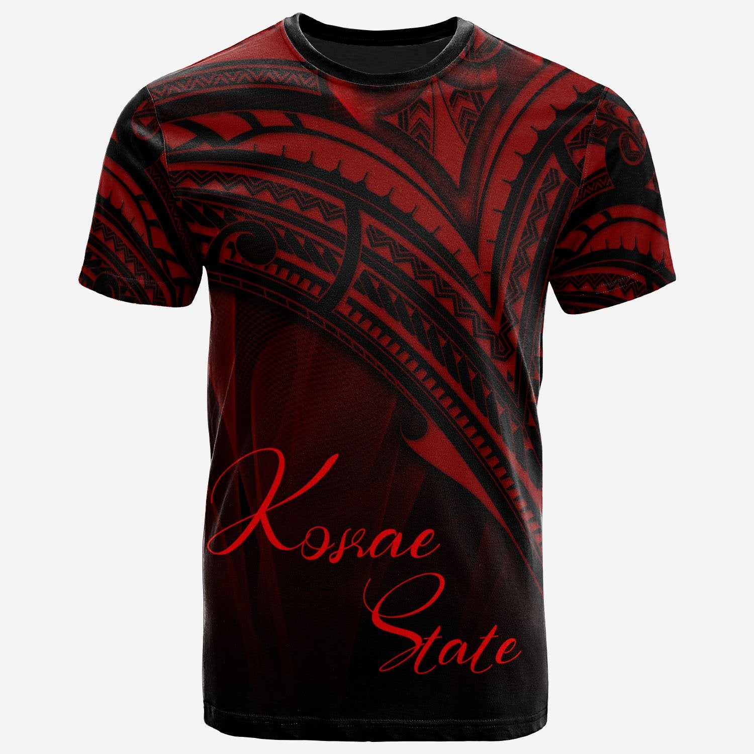 Kosrae State T Shirt Red Color Cross Style Unisex Black - Polynesian Pride