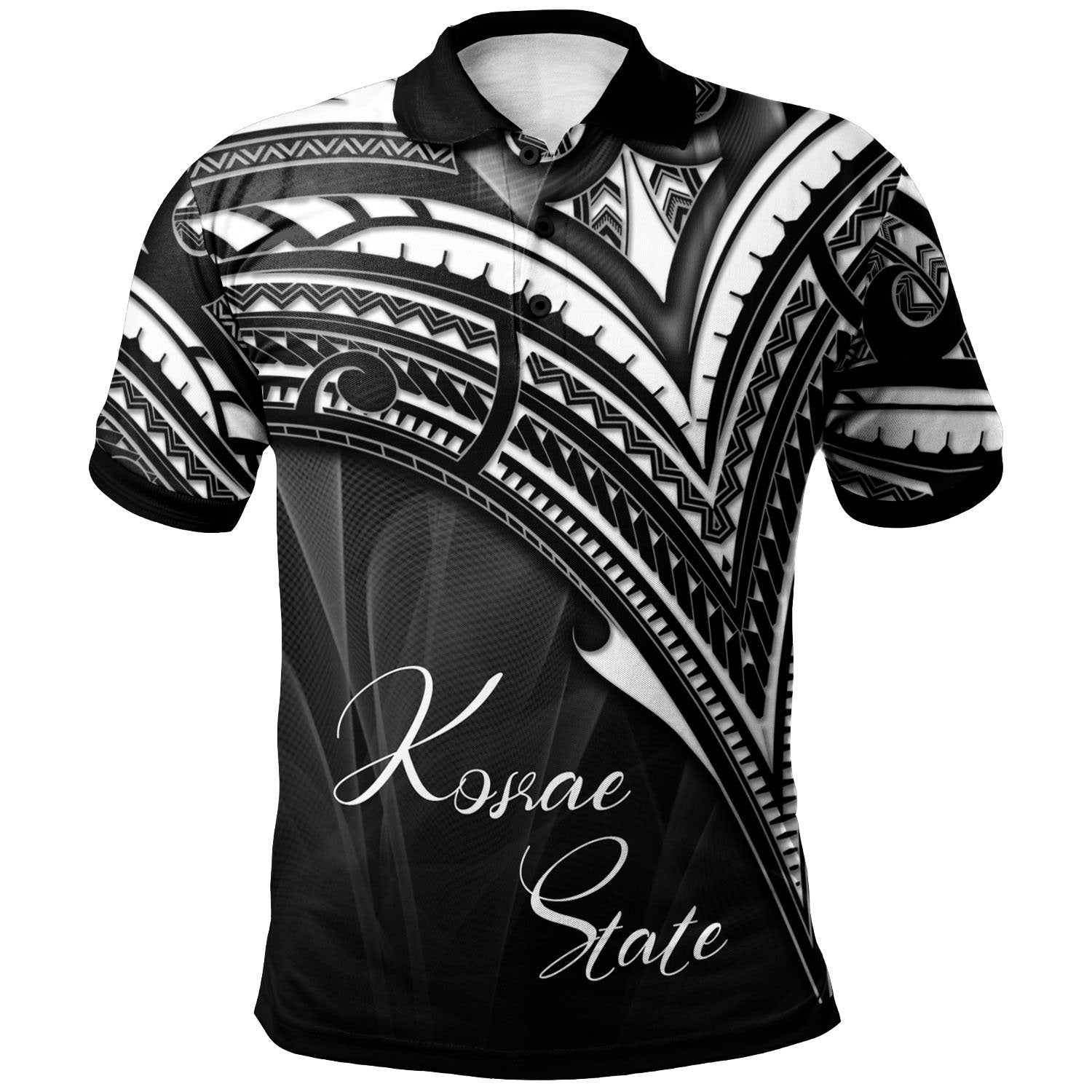 Kosrae State Polo Shirt Cross Style Unisex Black - Polynesian Pride