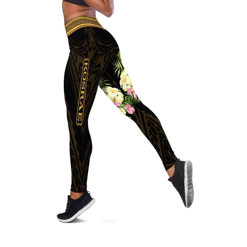 Kosrae State Leggings - Polynesian Gold Patterns Collection Black - Polynesian Pride